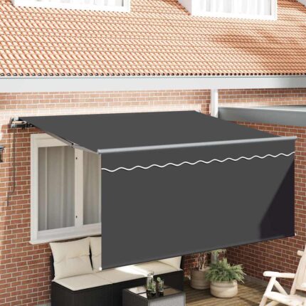vidaXL Σκηνίτσα Αναδιπλούμενη Ριγέ Ανθρακί 300 x 200 cm ύφασμα