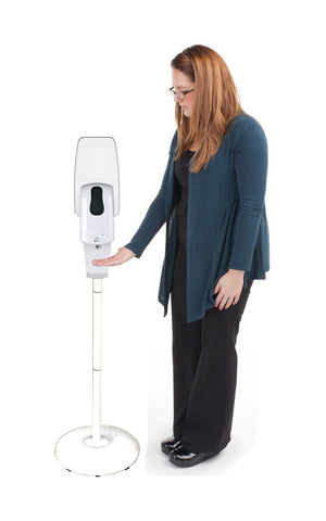 white dispenser with floor stand with