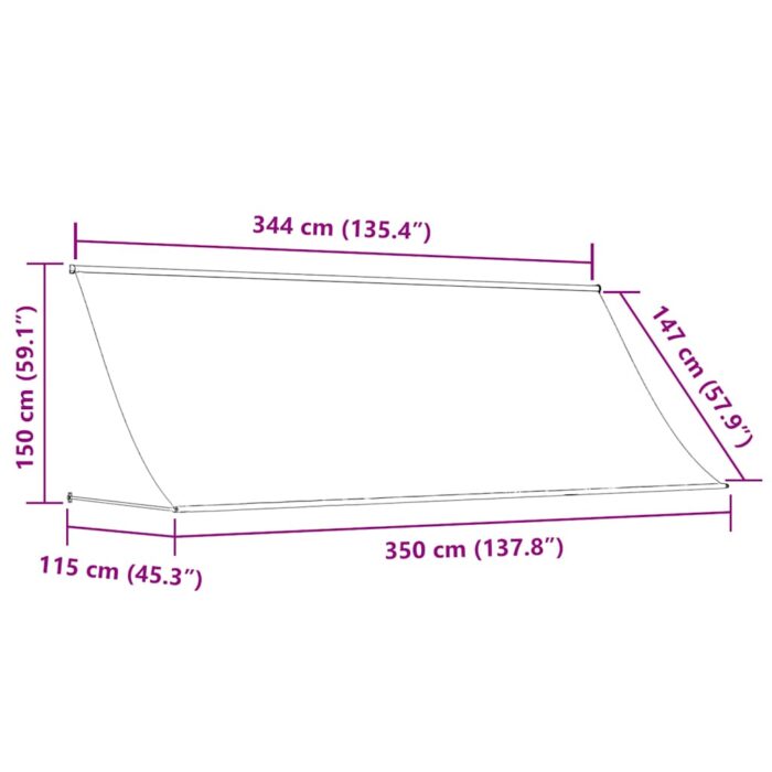 Τέντα Συρόμενη Κίτρινο / Λευκό 350 x 150 εκ. - Image 7