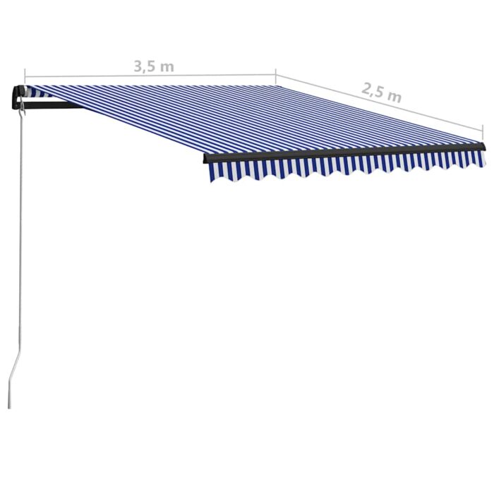 Τέντα Συρόμενη Χειροκίνητη Μπλε / Λευκό 350 x 250 εκ. - Image 7