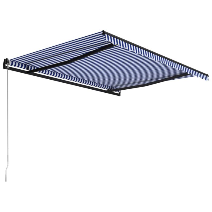 Τέντα Συρόμενη Χειροκίνητη Μπλε / Λευκό 450 x 300 εκ. - Image 3