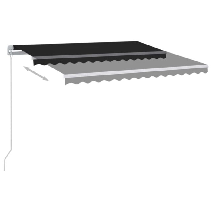 Τέντα Συρόμενη Χειροκίνητη με LED Ανθρακί 350 x 250 εκ. - Image 4