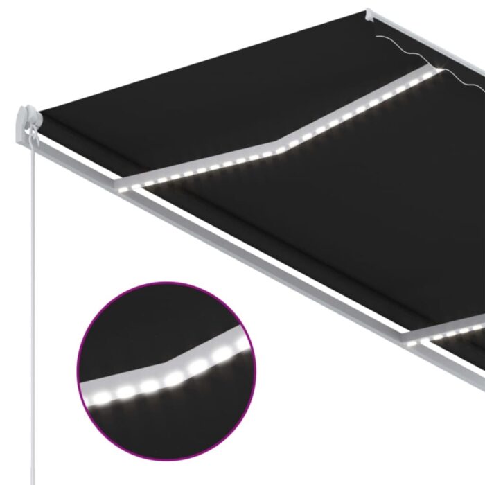 Τέντα Συρόμενη Χειροκίνητη με LED Ανθρακί 350 x 250 εκ. - Image 5