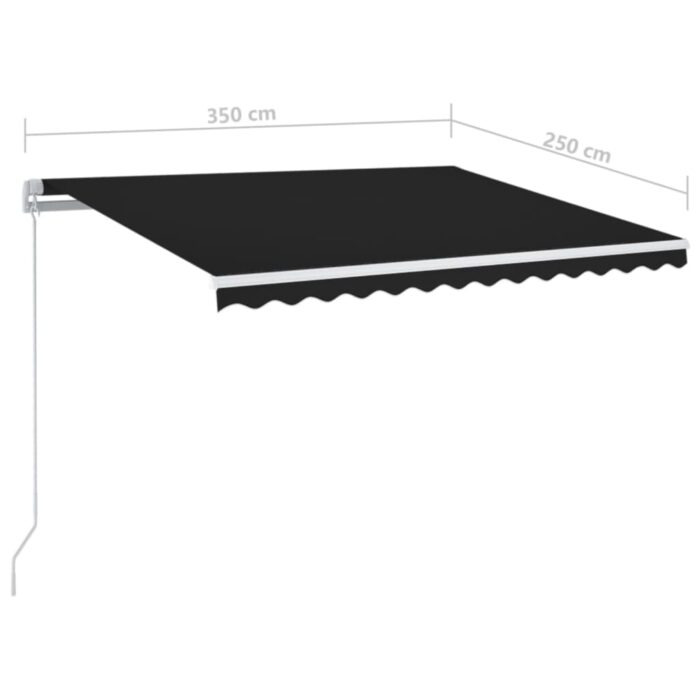 Τέντα Συρόμενη Χειροκίνητη με LED Ανθρακί 350 x 250 εκ. - Image 7