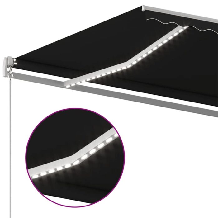 Τέντα Συρόμενη Χειροκίνητη με LED Ανθρακί 500 x 300 εκ. - Image 5