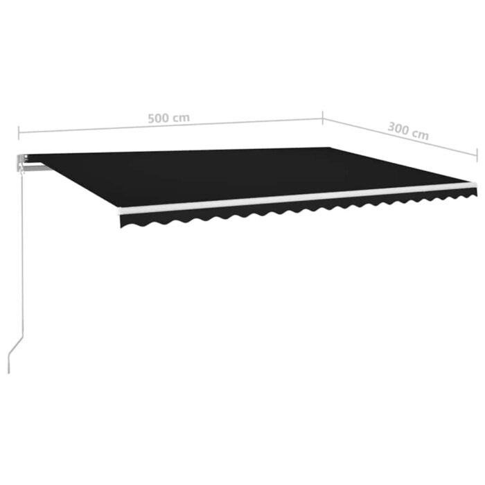 Τέντα Συρόμενη Χειροκίνητη με LED Ανθρακί 500 x 300 εκ. - Image 7