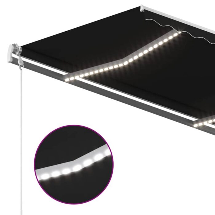 Τέντα Αυτόματη με LED & Αισθητήρα Ανέμου Ανθρακί 400x350 εκ. - Image 5