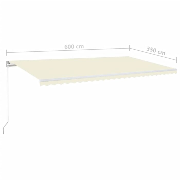 Τέντα Συρόμενη Χειροκίνητη Κρεμ 600x350 εκ. - Image 6