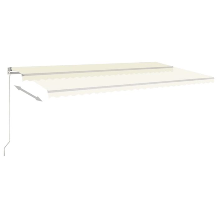 Τέντα Συρόμενη Χειροκίνητη με LED Κρεμ 600 x 350 εκ. - Image 3