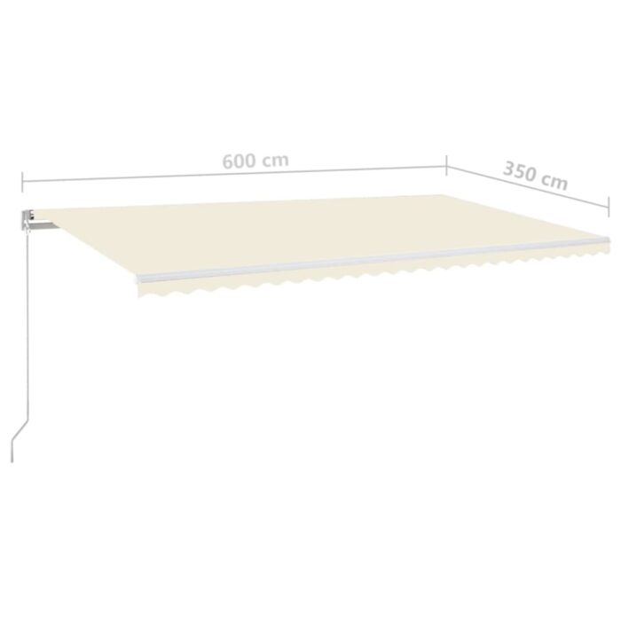 Τέντα Συρόμενη Χειροκίνητη με LED Κρεμ 600 x 350 εκ. - Image 6