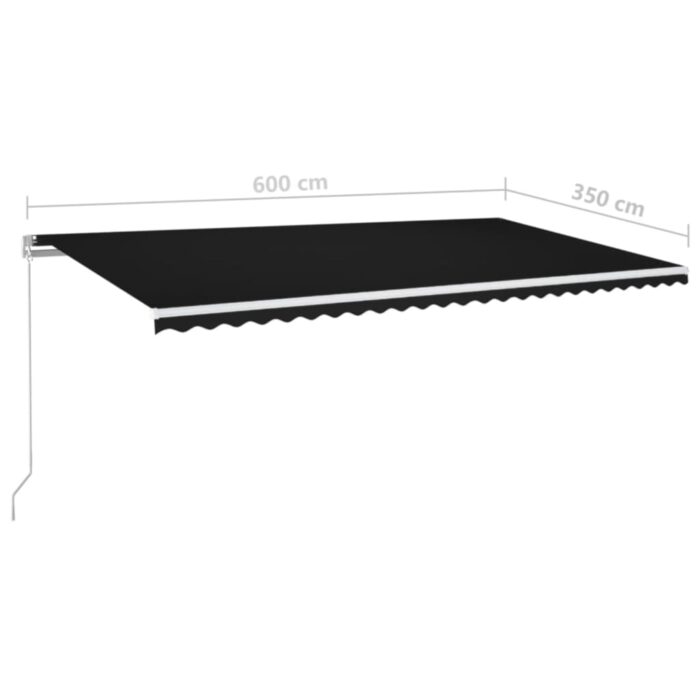 Τέντα Συρόμενη Χειροκίνητη με LED Ανθρακί 600 x 350 εκ. - Image 6