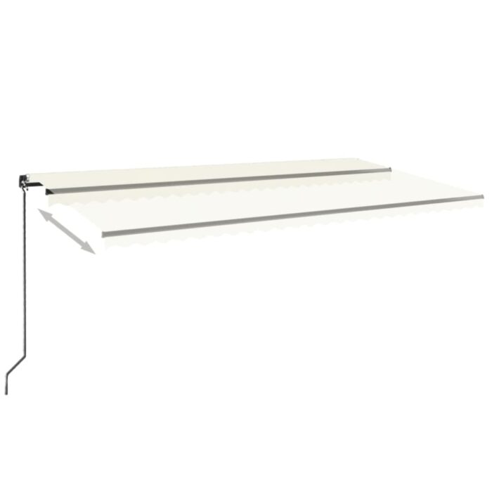 Τέντα Συρόμενη Χειροκίνητη με LED Κρεμ 600 x 350 εκ. - Image 3
