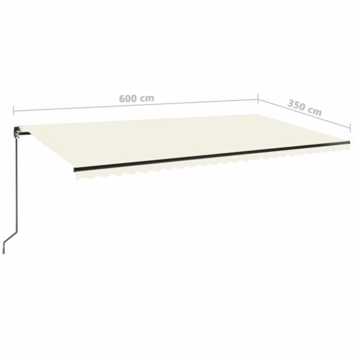 Τέντα Συρόμενη Χειροκίνητη με LED Κρεμ 600 x 350 εκ. - Image 7