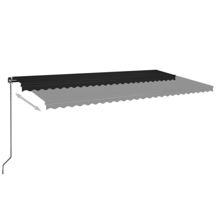 Τέντα Συρόμενη Χειροκίνητη με LED Ανθρακί 600 x 350 εκ. - Image 3