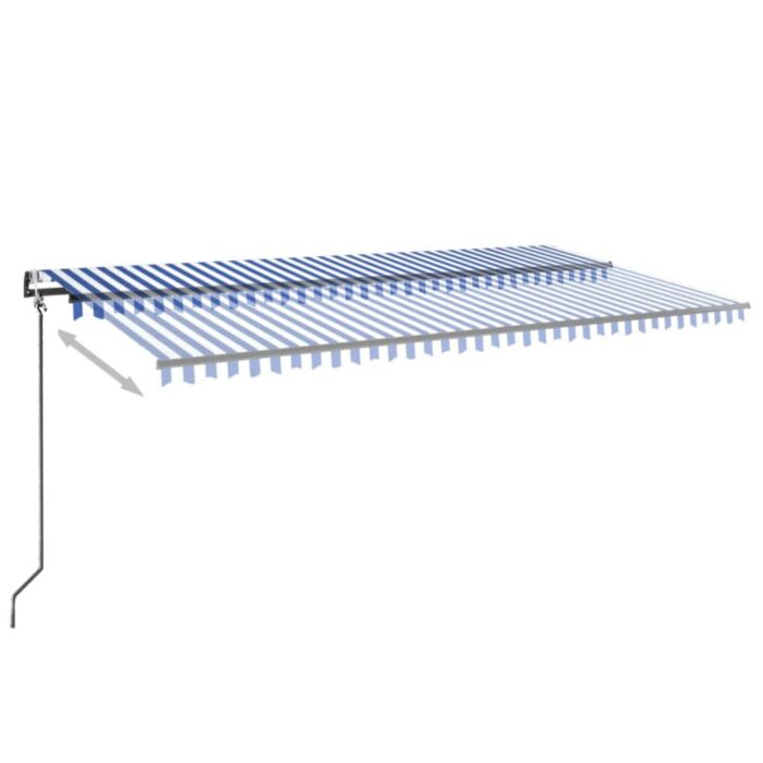 Τέντα Αυτόματη με LED & Αισθ. Ανέμου Μπλε/Λευκό 600 x 350 εκ. - Image 3