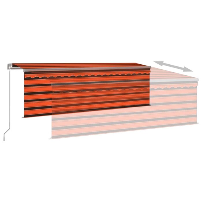 Τέντα Συρόμενη Χειροκίνητη με Σκίαστρο Πορτοκαλί/Καφέ 4,5x3 μ. - Image 4