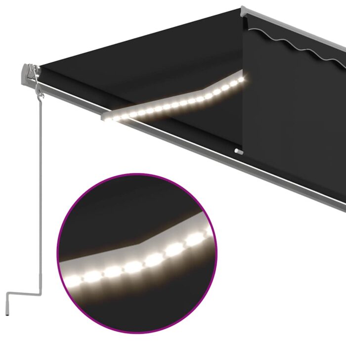 Τέντα Αυτόματη με Σκίαστρο/LED/Αισθητήρα Ανέμου Ανθρακί 5x3 μ. - Image 5