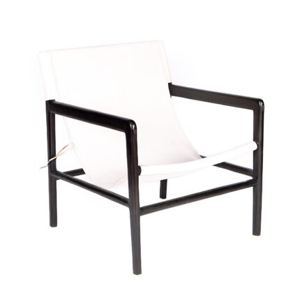 Supergreens Πολυθρόνα Δερμάτινη Teak Λευκή 63x70x88 εκ.