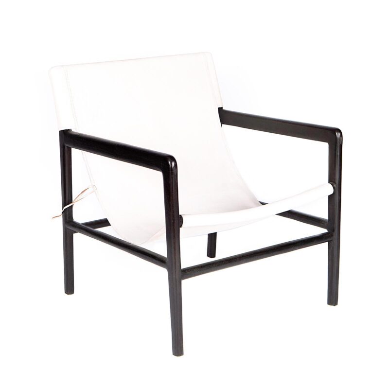 Supergreens Πολυθρόνα Δερμάτινη Teak Λευκή 63x70x88 εκ.
