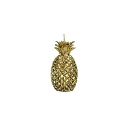 Supergreens Στολίδι Χριστουγεννιάτικο "Pineapple" Πολυρεζίνη Χρυσό 4