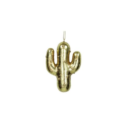 Supergreens Στολίδι Χριστουγεννιάτικο "Cactus L" Πολυρεζίνη Χρυσό 6