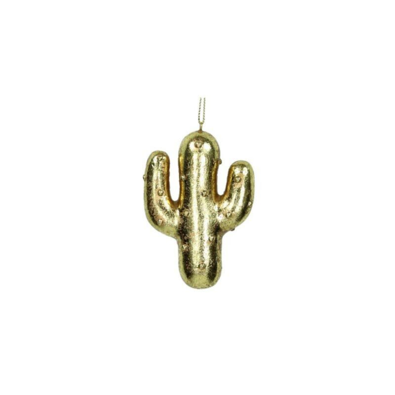 Supergreens Στολίδι Χριστουγεννιάτικο "Cactus L" Πολυρεζίνη Χρυσό 6