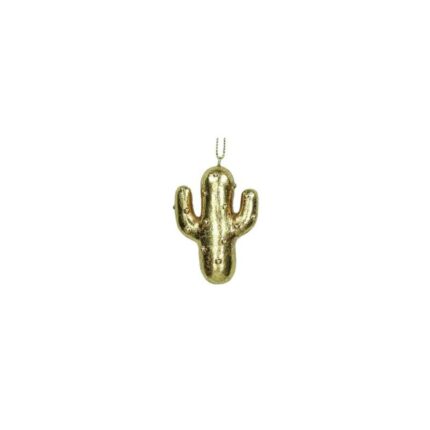 Supergreens Στολίδι Χριστουγεννιάτικο "Cactus S" Πολυρεζίνη Χρυσό 4