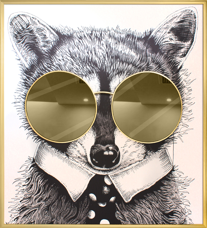 Supergreens Πίνακας "Racoon Thug Life" με Xρυσό καθρέφτη MDF/Καμβάς 118x130 εκ.