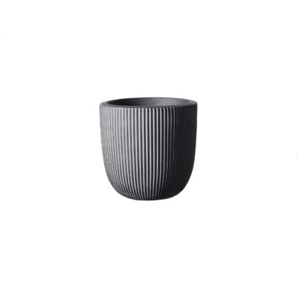 Supergreens Γλάστρα Πήλινη Στρογγυλή ''Stripe'' Γκρι S 24x24x23 εκ.