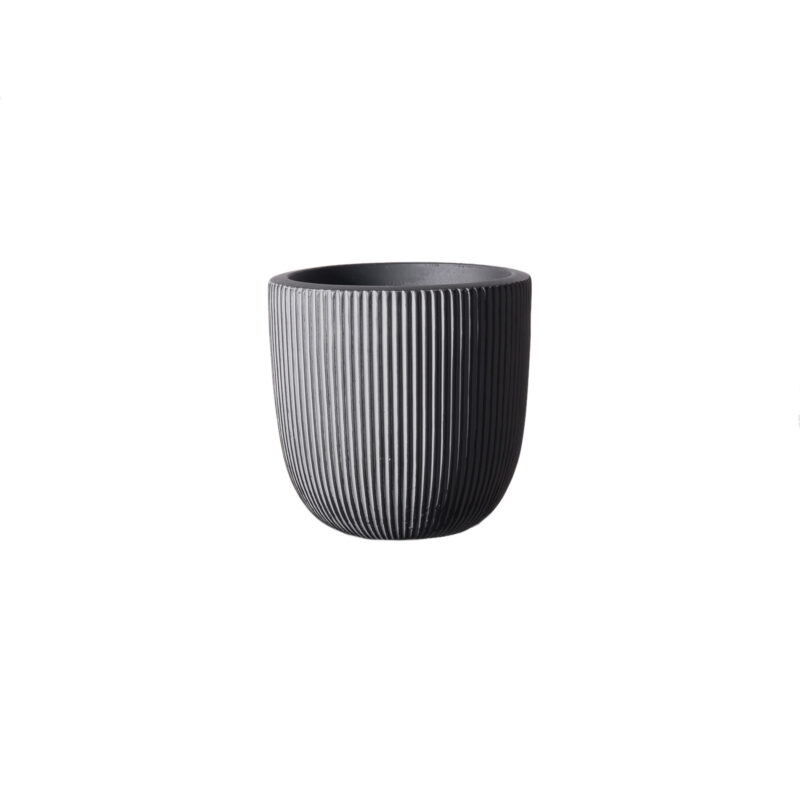 Supergreens Γλάστρα Πήλινη Στρογγυλή ''Stripe'' Γκρι S 24x24x23 εκ.