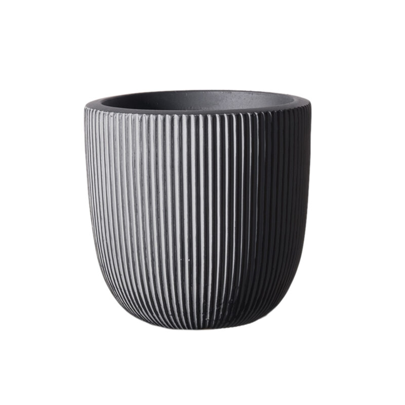Supergreens Γλάστρα Πήλινη Στρογγυλή ''Stripe'' Γκρι XL 44x44x36