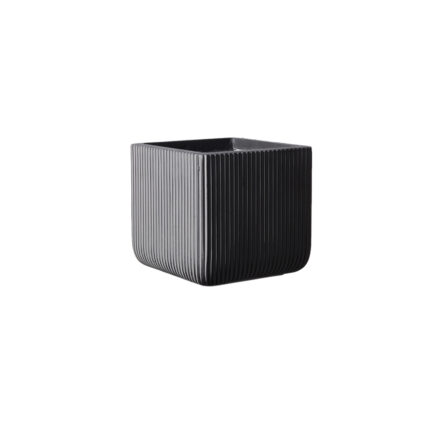 Supergreens Γλάστρα Πήλινη Τετράγωνη ''Stripe'' Γκρι M 31x31x28 εκ.