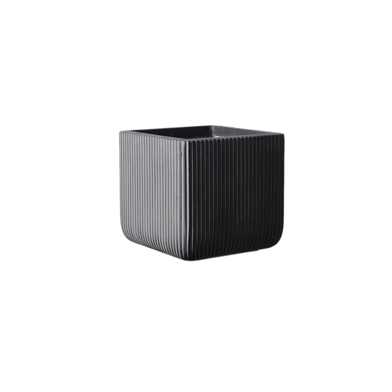 Supergreens Γλάστρα Πήλινη Τετράγωνη ''Stripe'' Γκρι M 31x31x28 εκ.