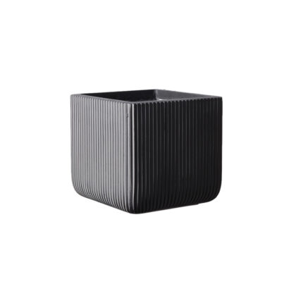 Supergreens Γλάστρα Πήλινη Τετράγωνη ''Stripe'' Γκρι L 37x37x33 εκ.