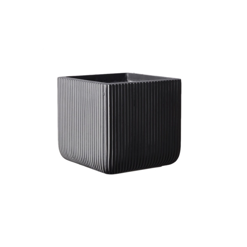 Supergreens Γλάστρα Πήλινη Τετράγωνη ''Stripe'' Γκρι L 37x37x33 εκ.