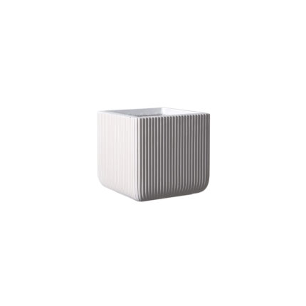 Supergreens Γλάστρα Πήλινη Τετράγωνη ''Stripe'' Λευκή S 24x24x23 εκ.