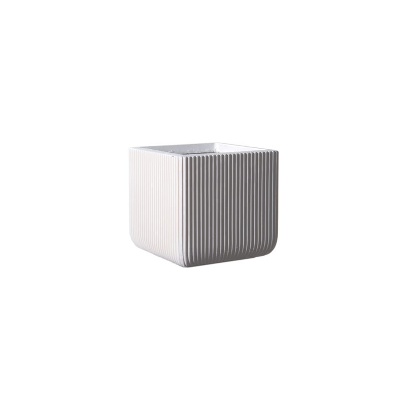 Supergreens Γλάστρα Πήλινη Τετράγωνη ''Stripe'' Λευκή S 24x24x23 εκ.