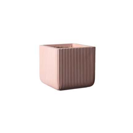 Supergreens Γλάστρα Πήλινη Τετράγωνη ''Stripe'' Σομόν M 31x31x28 εκ.