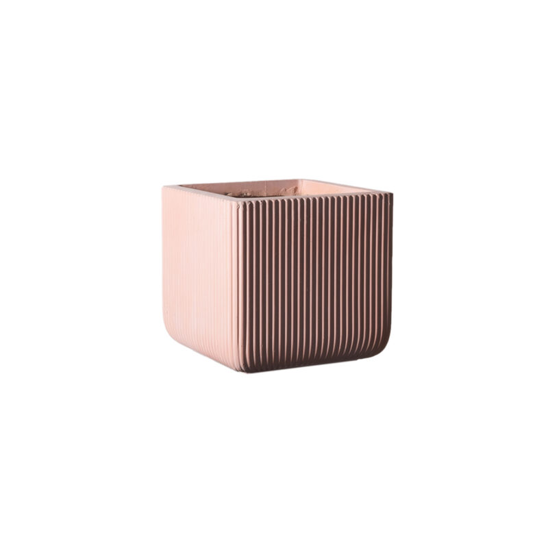 Supergreens Γλάστρα Πήλινη Τετράγωνη ''Stripe'' Σομόν M 31x31x28 εκ.