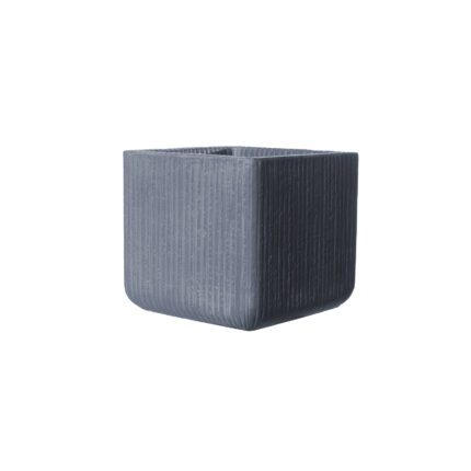 Supergreens Γλάστρα Πήλινη Τετράγωνη "Stripe" Γκρι Σκούρο S 23x23x22 εκ.