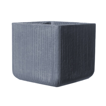 Supergreens Γλάστρα Πήλινη Τετράγωνη "Stripe" Γκρι Σκούρο XL 44x44x38 εκ.
