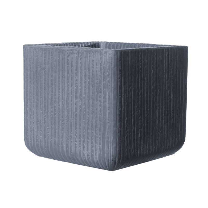 Supergreens Γλάστρα Πήλινη Τετράγωνη "Stripe" Γκρι Σκούρο XL 44x44x38 εκ.