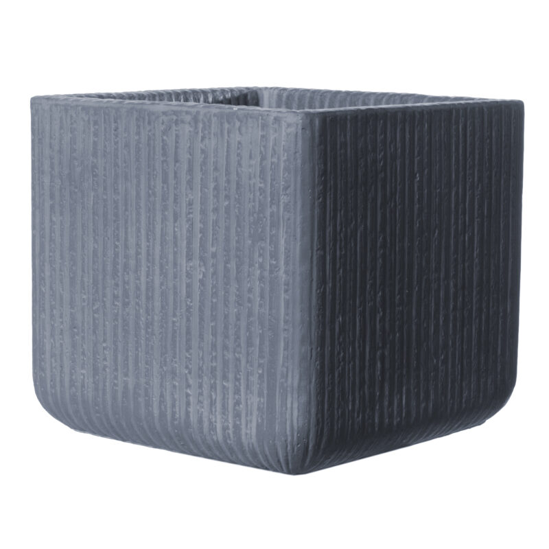 Supergreens Γλάστρα Πήλινη Τετράγωνη "Stripe" Γκρι Σκούρο XXL 55x55x47 εκ.
