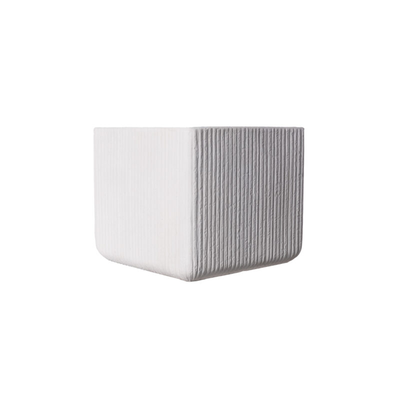 Supergreens Γλάστρα Πήλινη Τετράγωνη "Stripe" Λευκή S 23x23x22 εκ.