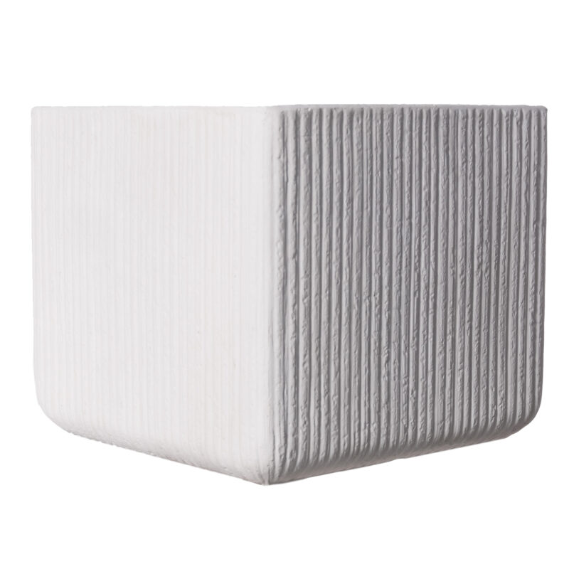 Supergreens Γλάστρα Πήλινη Τετράγωνη "Stripe" Λευκή XXL 55x55x47 εκ.