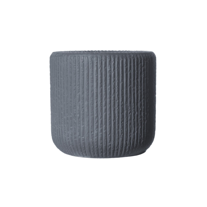 Supergreens Γλάστρα Πήλινη Στρογγυλή "Stripe" Γκρι Σκούρο S 27x27x25 εκ.