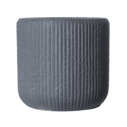Supergreens Γλάστρα Πήλινη Στρογγυλή "Stripe" Γκρι Σκούρο L 42x42x40 εκ.