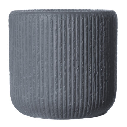 Supergreens Γλάστρα Πήλινη Στρογγυλή "Stripe" Γκρι Σκούρο XL 50x50x47 εκ.
