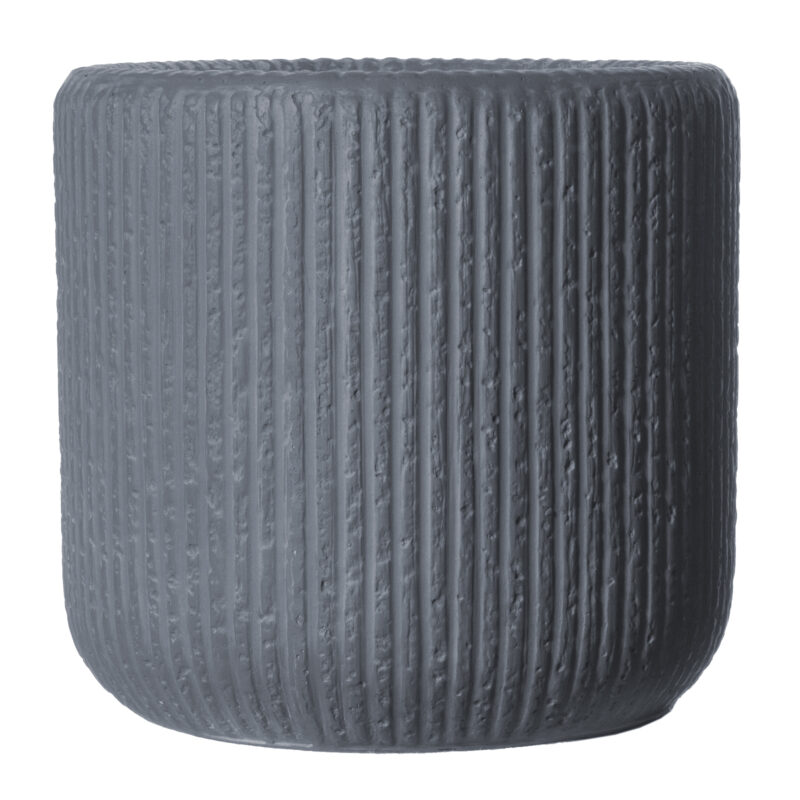 Supergreens Γλάστρα Πήλινη Στρογγυλή "Stripe" Γκρι Σκούρο XL 50x50x47 εκ.