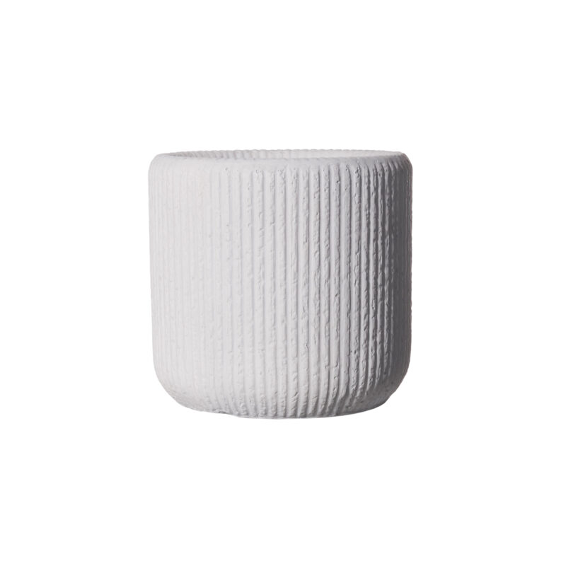 Supergreens Γλάστρα Πήλινη Στρογγυλή "Stripe" Λευκή S 27x27x25 εκ.